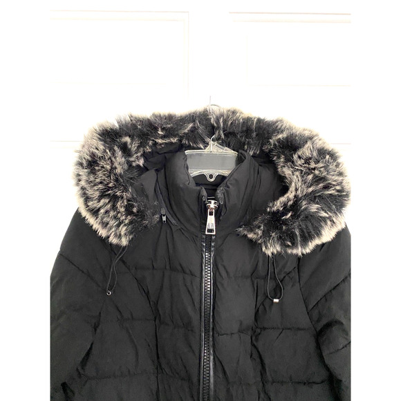 LAUNDRY BY SHELLI SEGAL black hooded witner puffer coat women's size Small - Picture 2 of 12